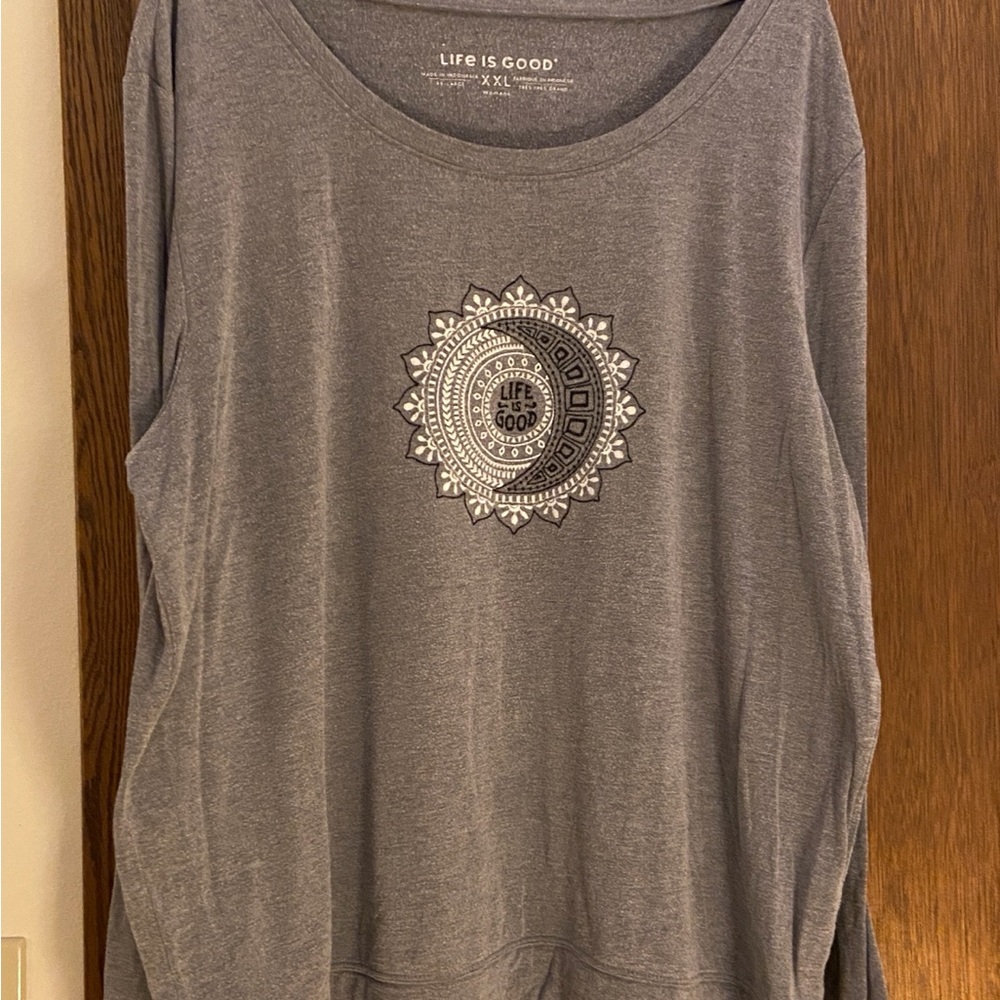 Life Is Good Women's Charcoal Mandala Long Sleeve Light Sweatshirt XXL - Picture 3 of 5